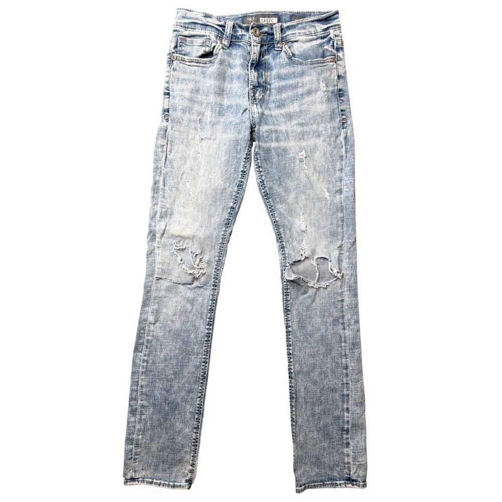 BKE Jeans Mens 29L Alec Straight Leg Light Wash Distressed Blue Stretch Denim